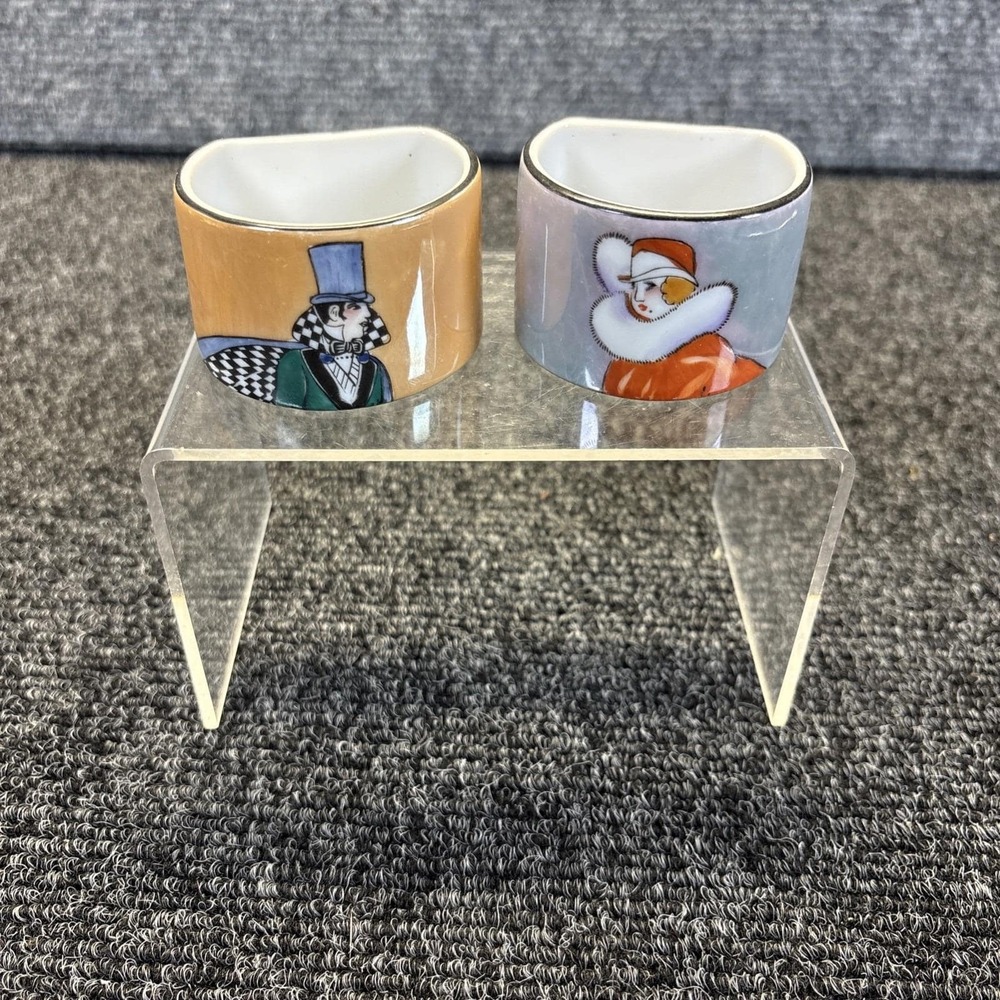 Set Of 2~Antique 1920's~Noritake Napkin Rings~Luster/Flapper/Art Deco